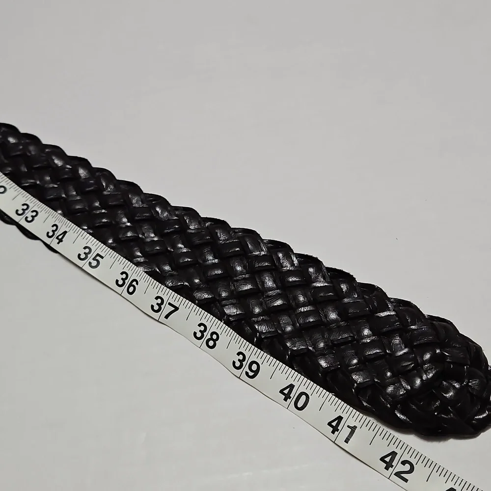 Classic Braided Wide Women's Belt - Black Size L